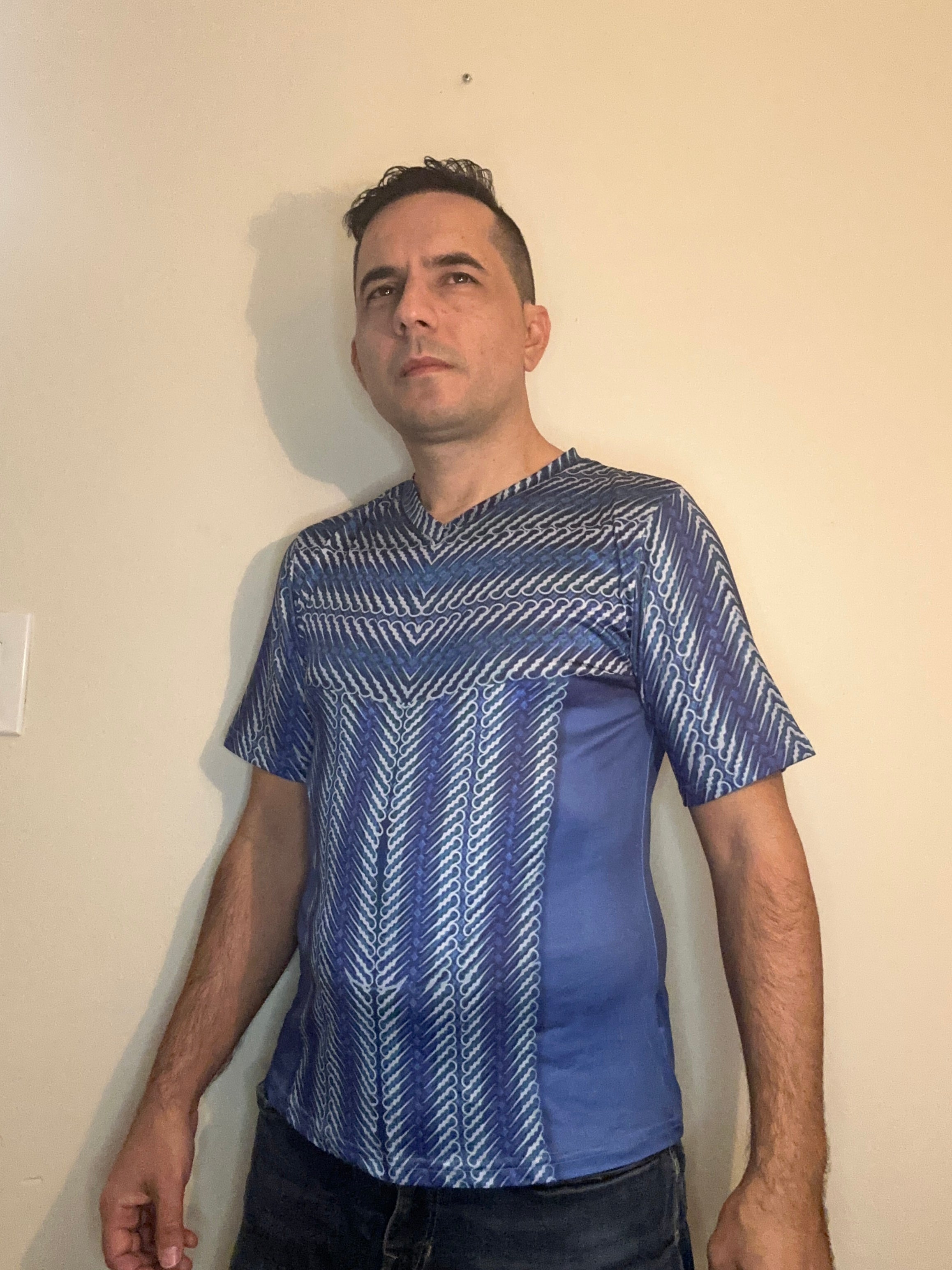 Blue maley,Style:V-neck,Short sleeve for men