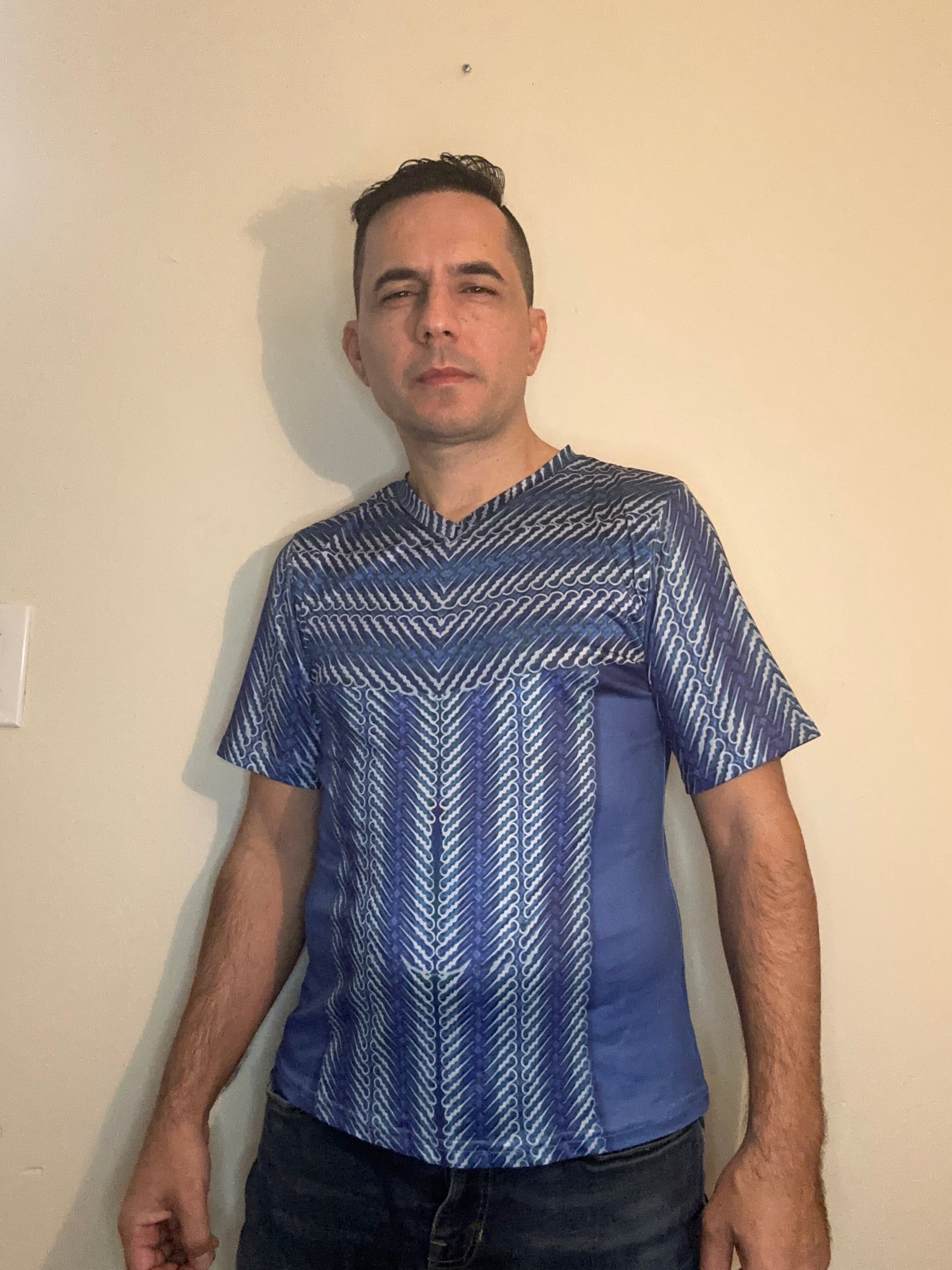 Blue maley,Style:V-neck,Short sleeve for men