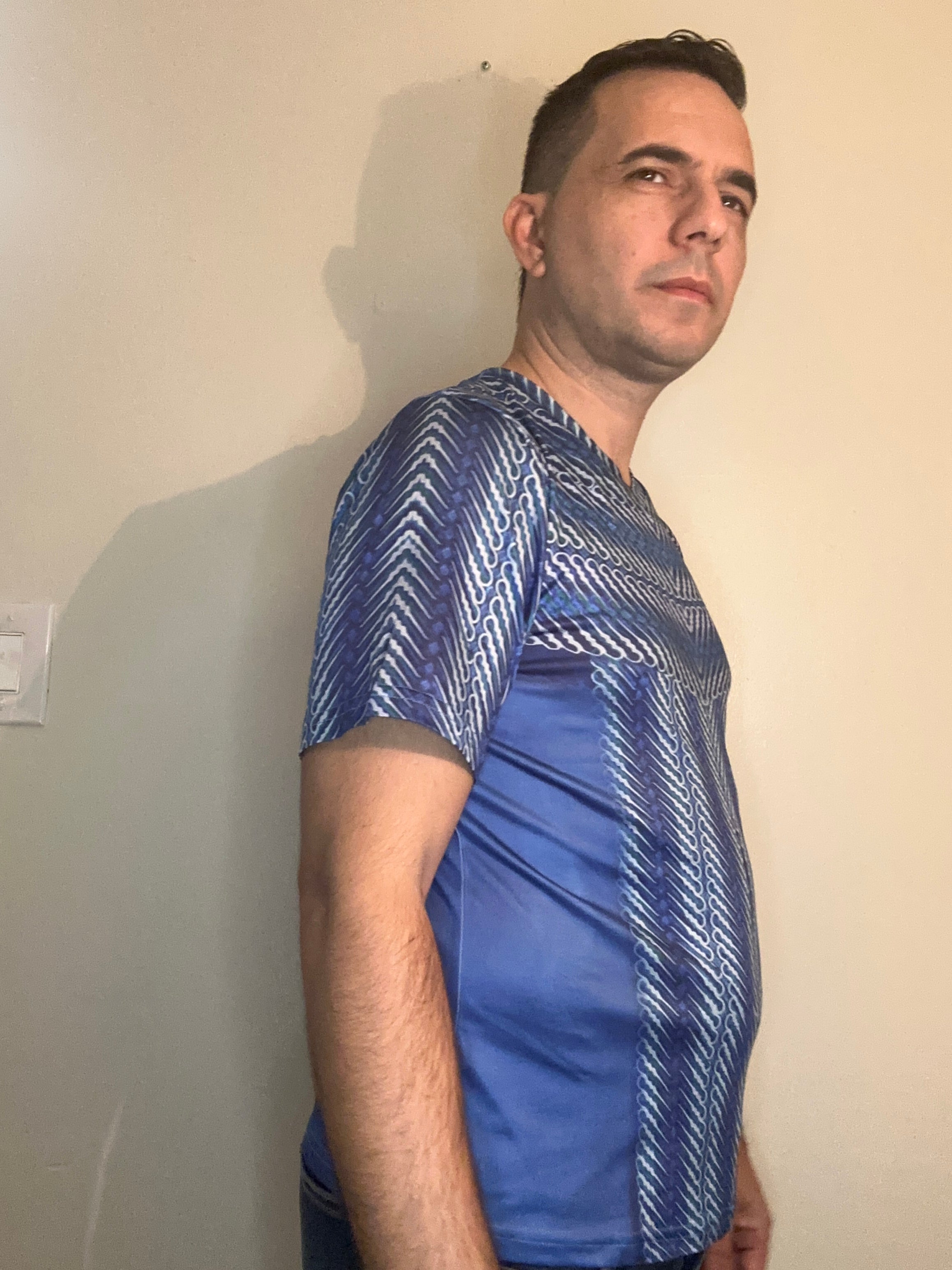 Blue maley,Style:V-neck,Short sleeve for men