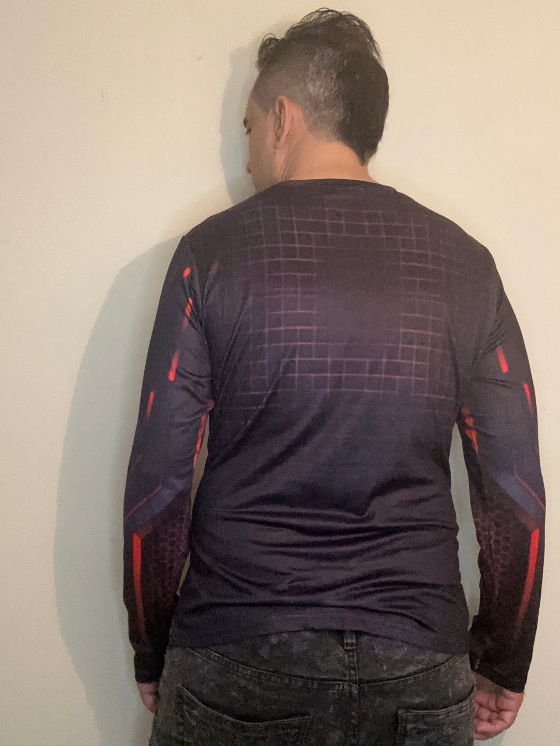 Red techno,O-neck,Long sleeve for men