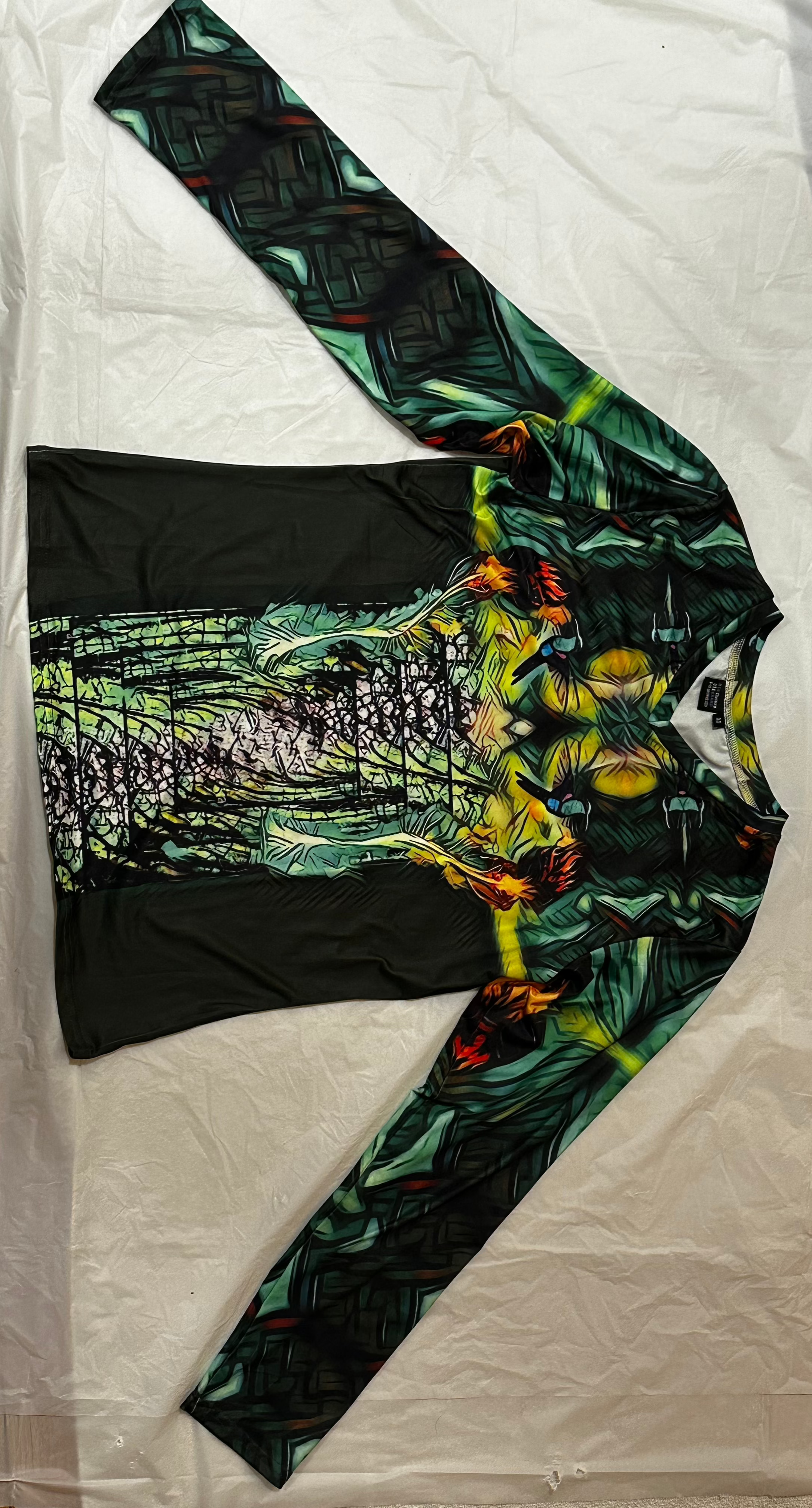 Fire Flower,V-neck,Long sleeve for Men