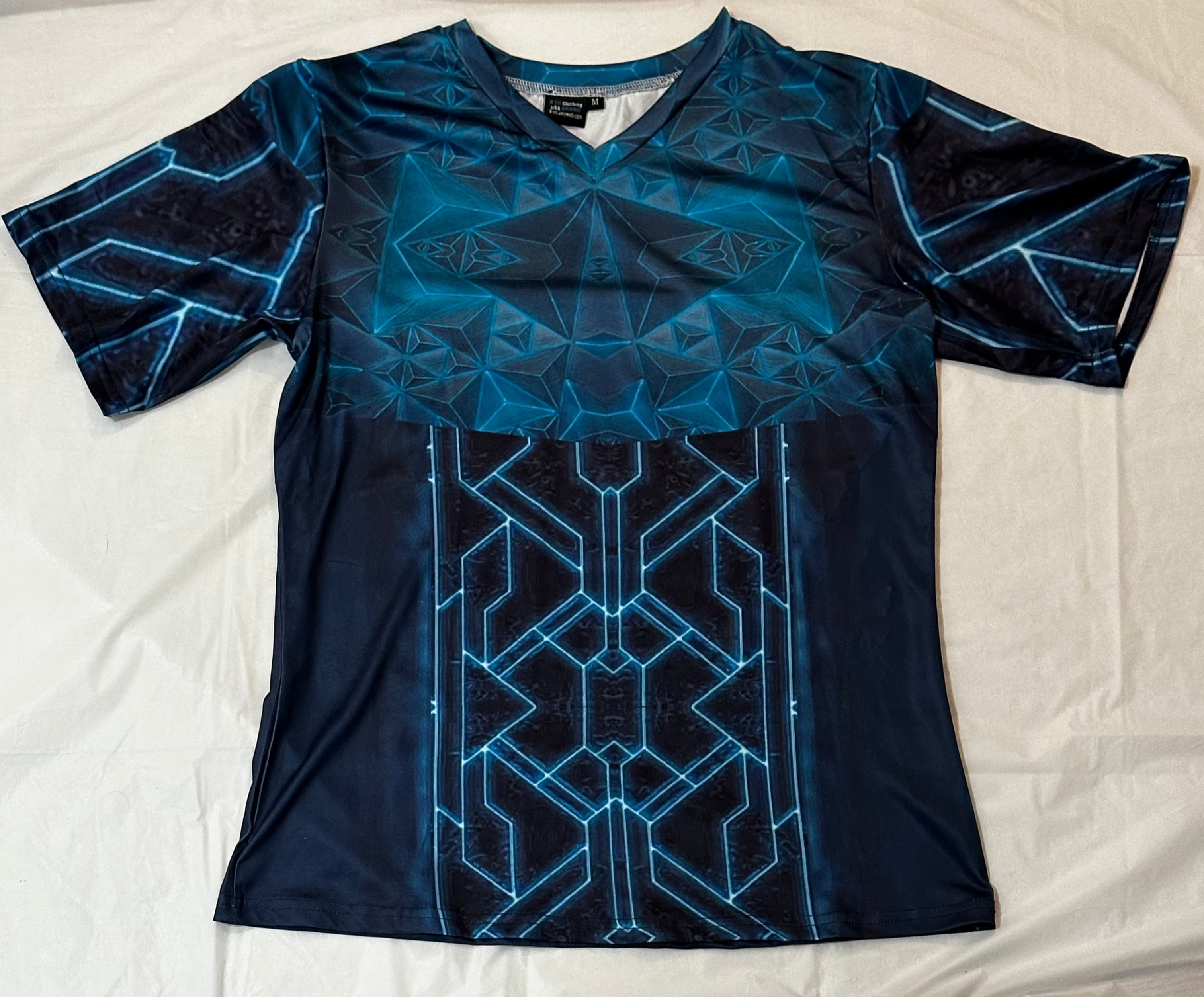 Teal Triangle,V-neck,Short sleeve for men
