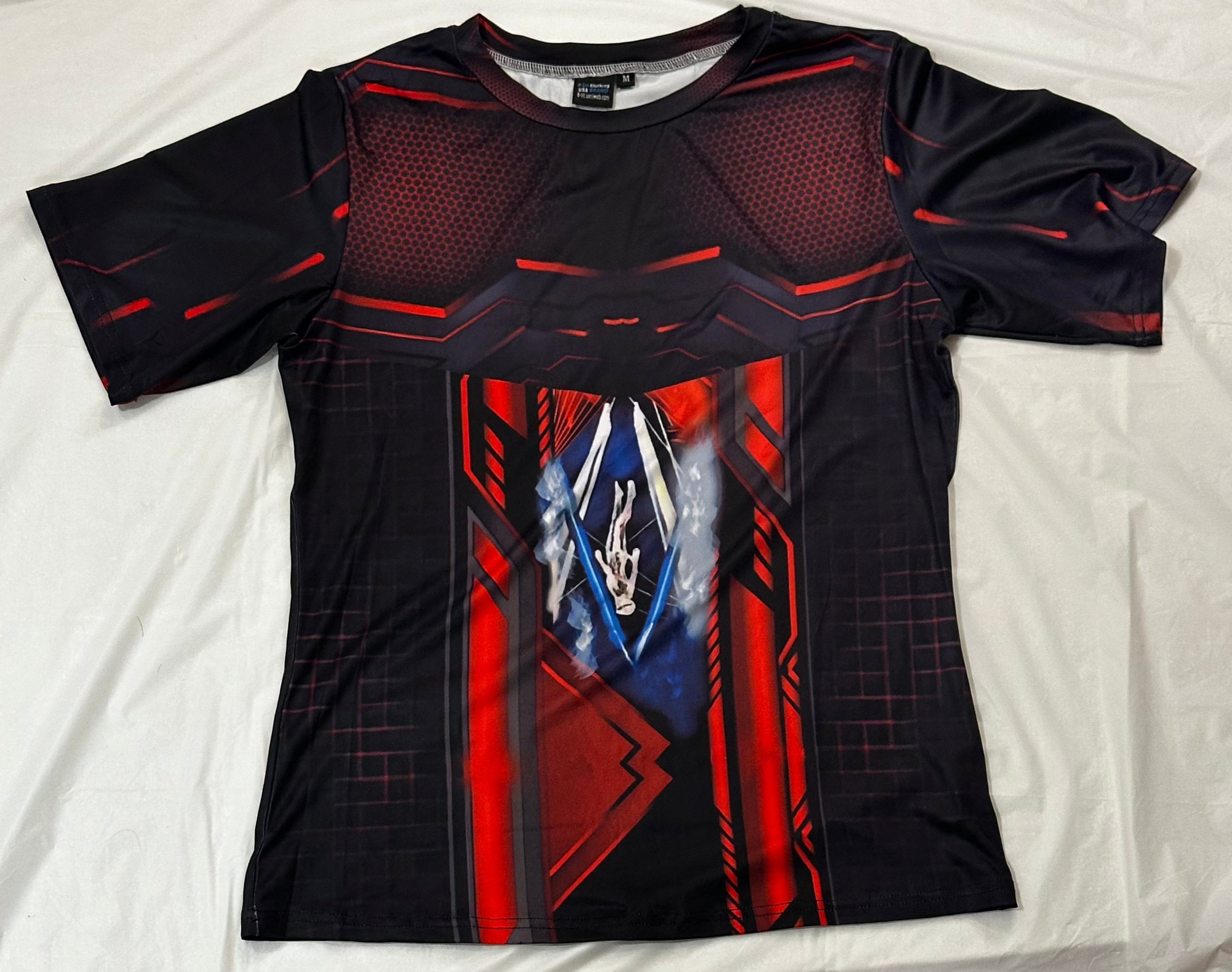 Red techno,O-neck,Short sleeve for men