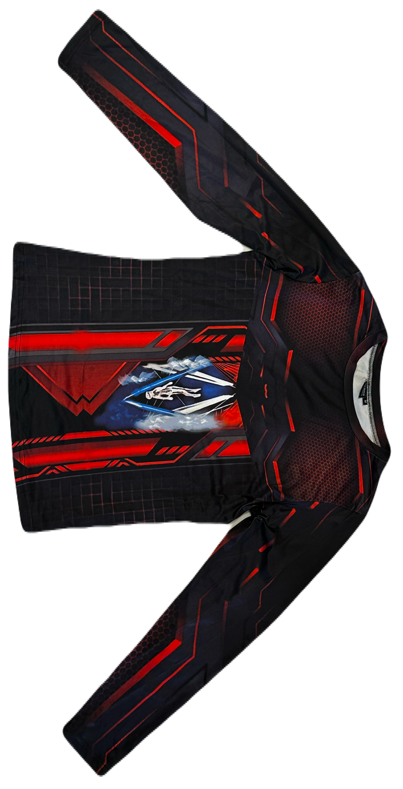 Red techno,O-neck,Long sleeve for men