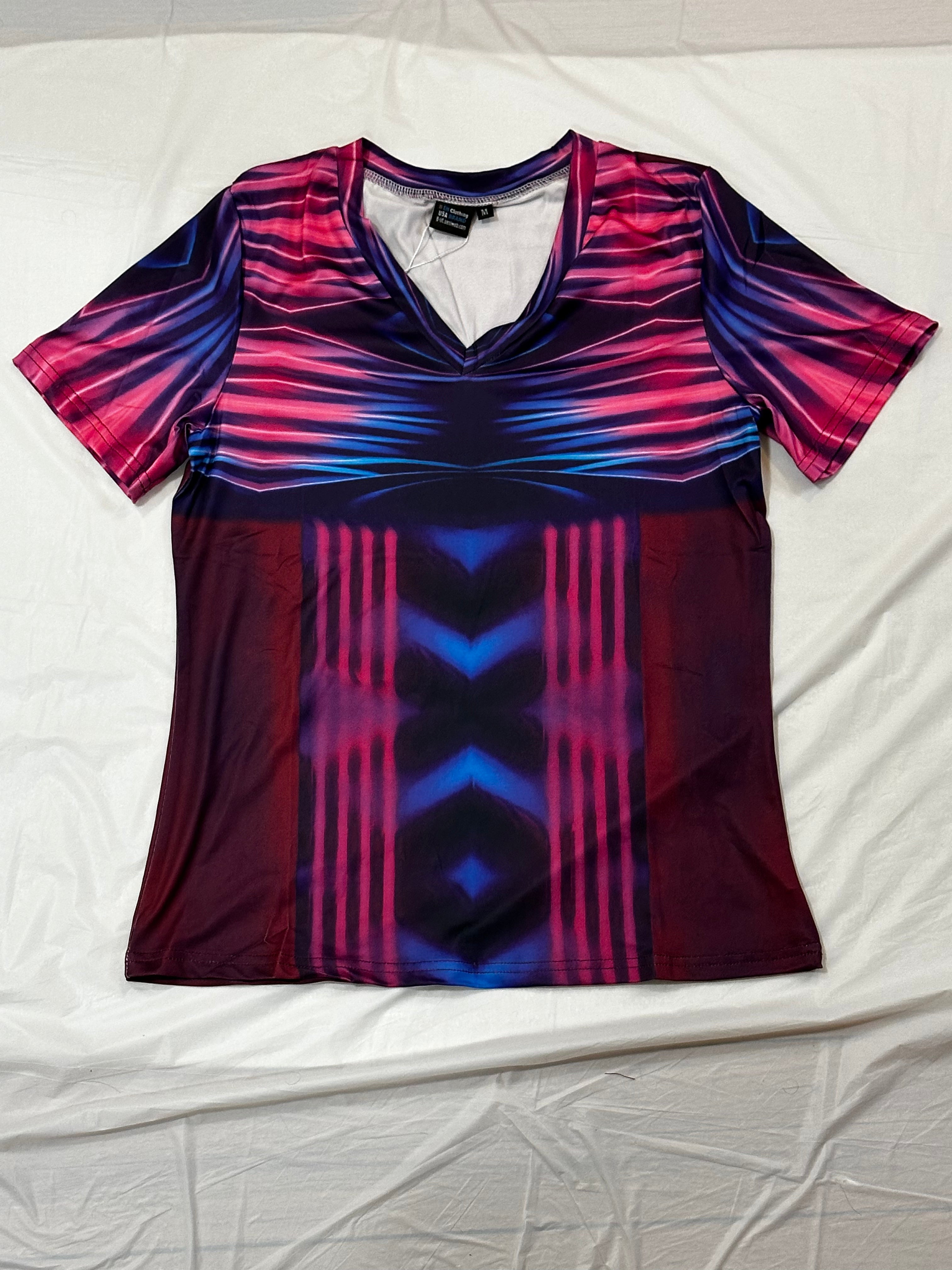 Pink Power,Style:V-neck,Short sleeve for Women