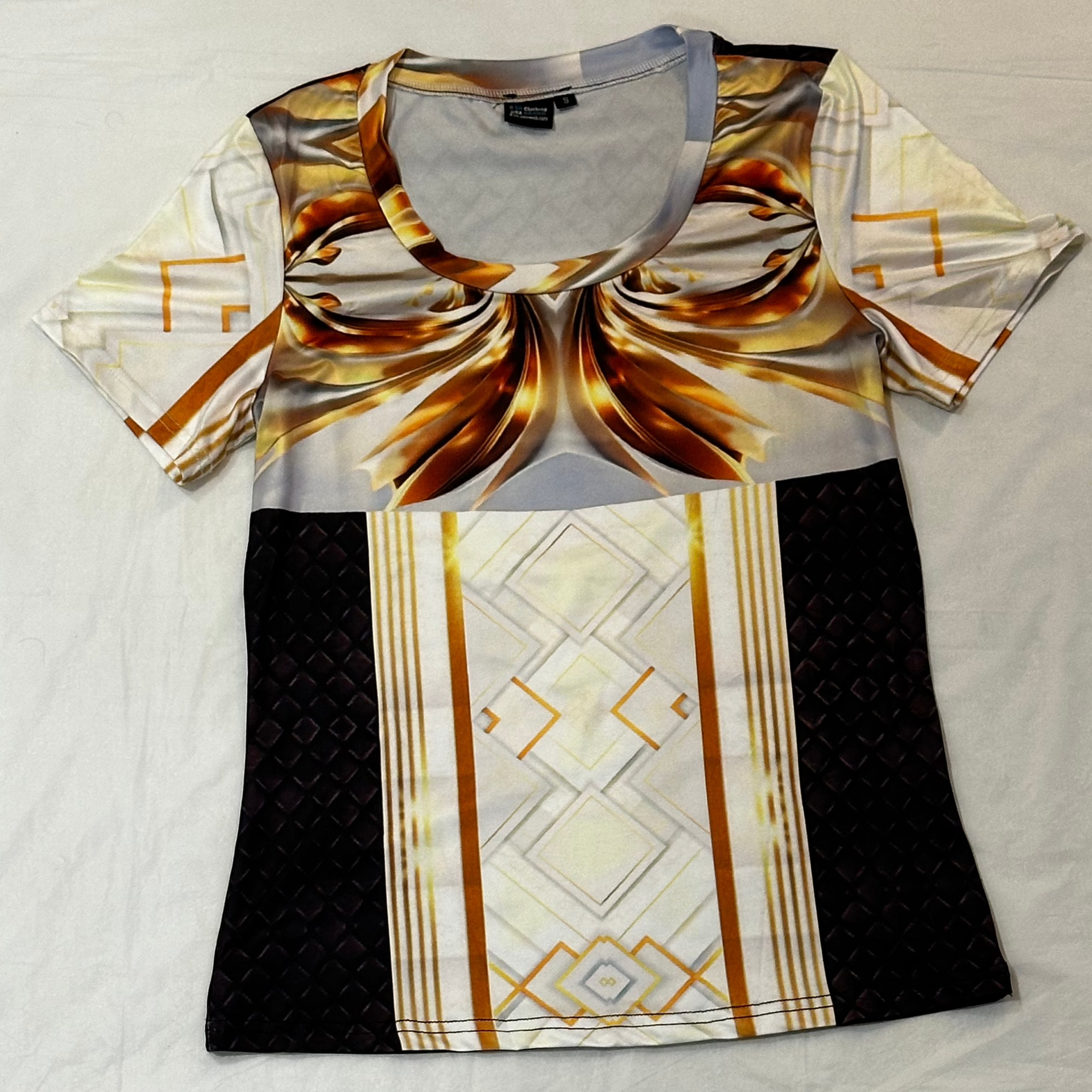 Gold Flower,Style:O-neck,Short sleeve for Women