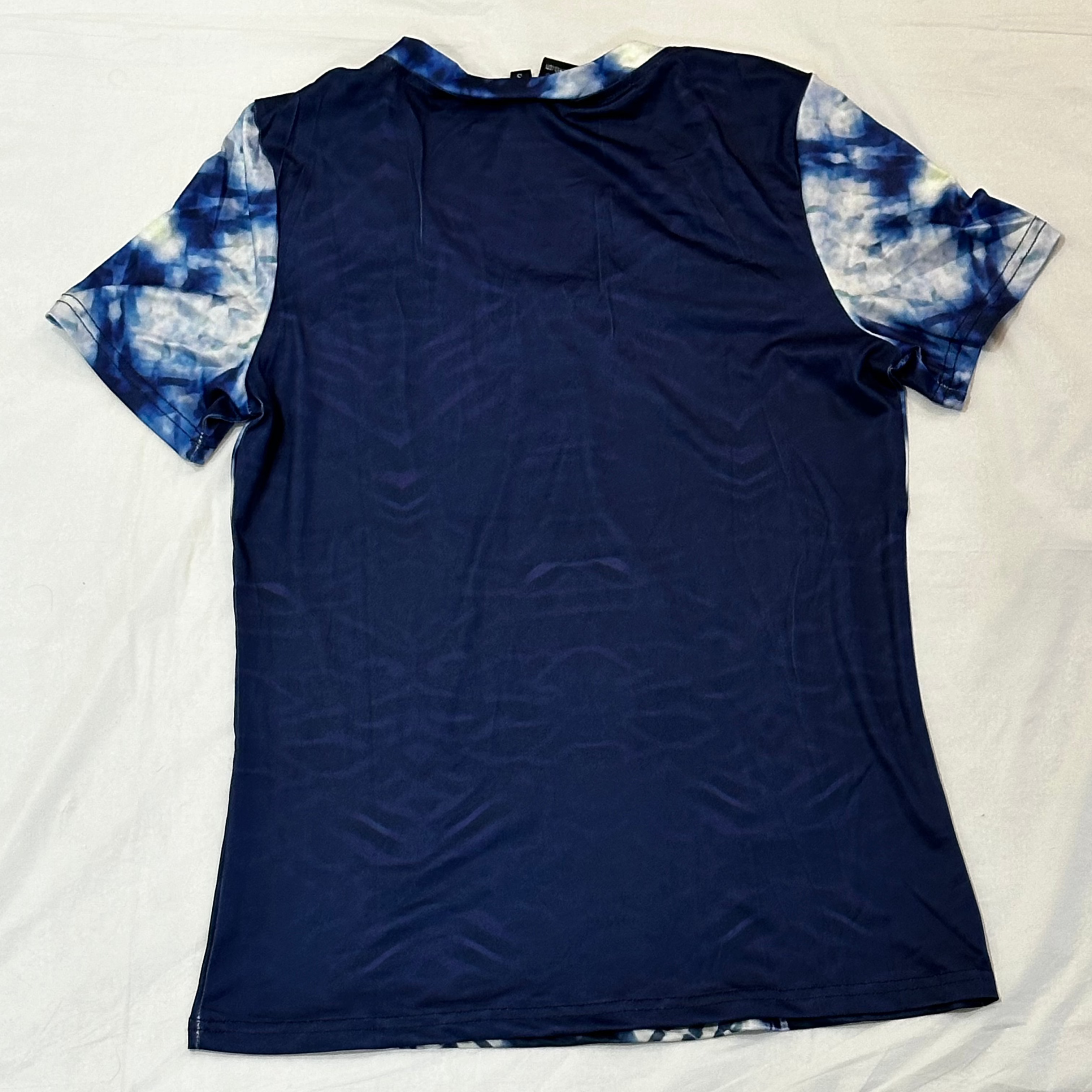 Blue tie dye,Style:O-neck,Short sleeve for Women