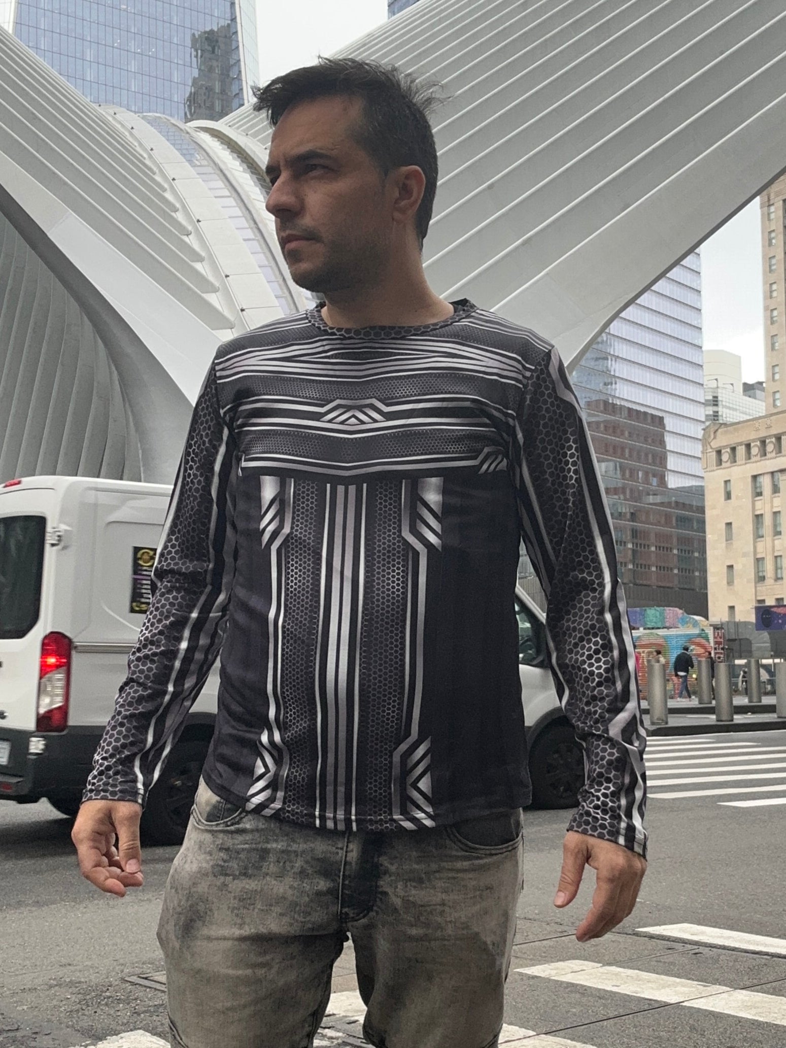 Silver line,O-neck,Long sleeve for men