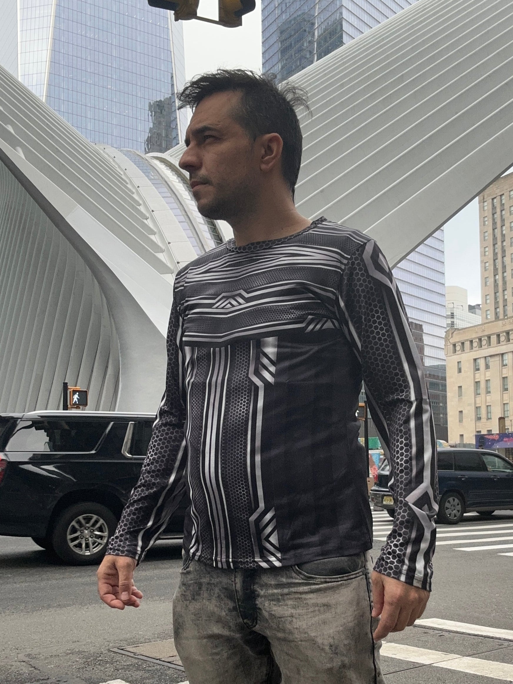 Silver line,O-neck,Long sleeve for men