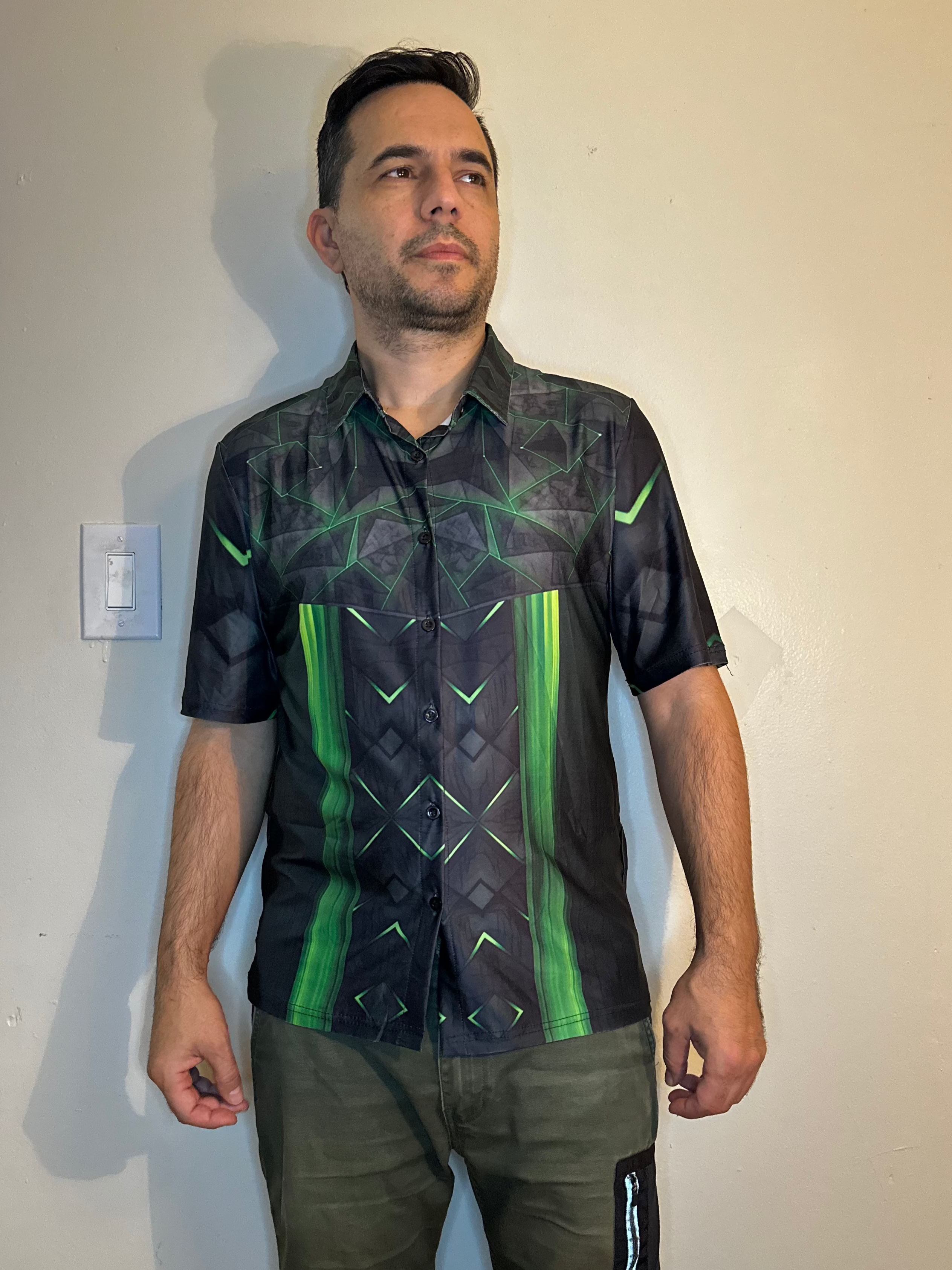 Green triangle,Casual shirt,Short sleeve for men
