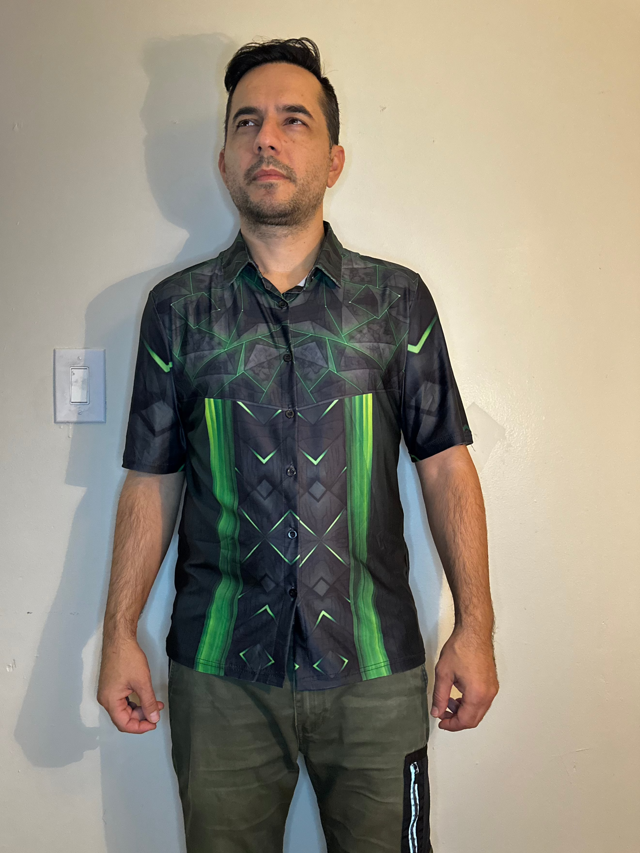 Green triangle,Casual shirt,Short sleeve for men