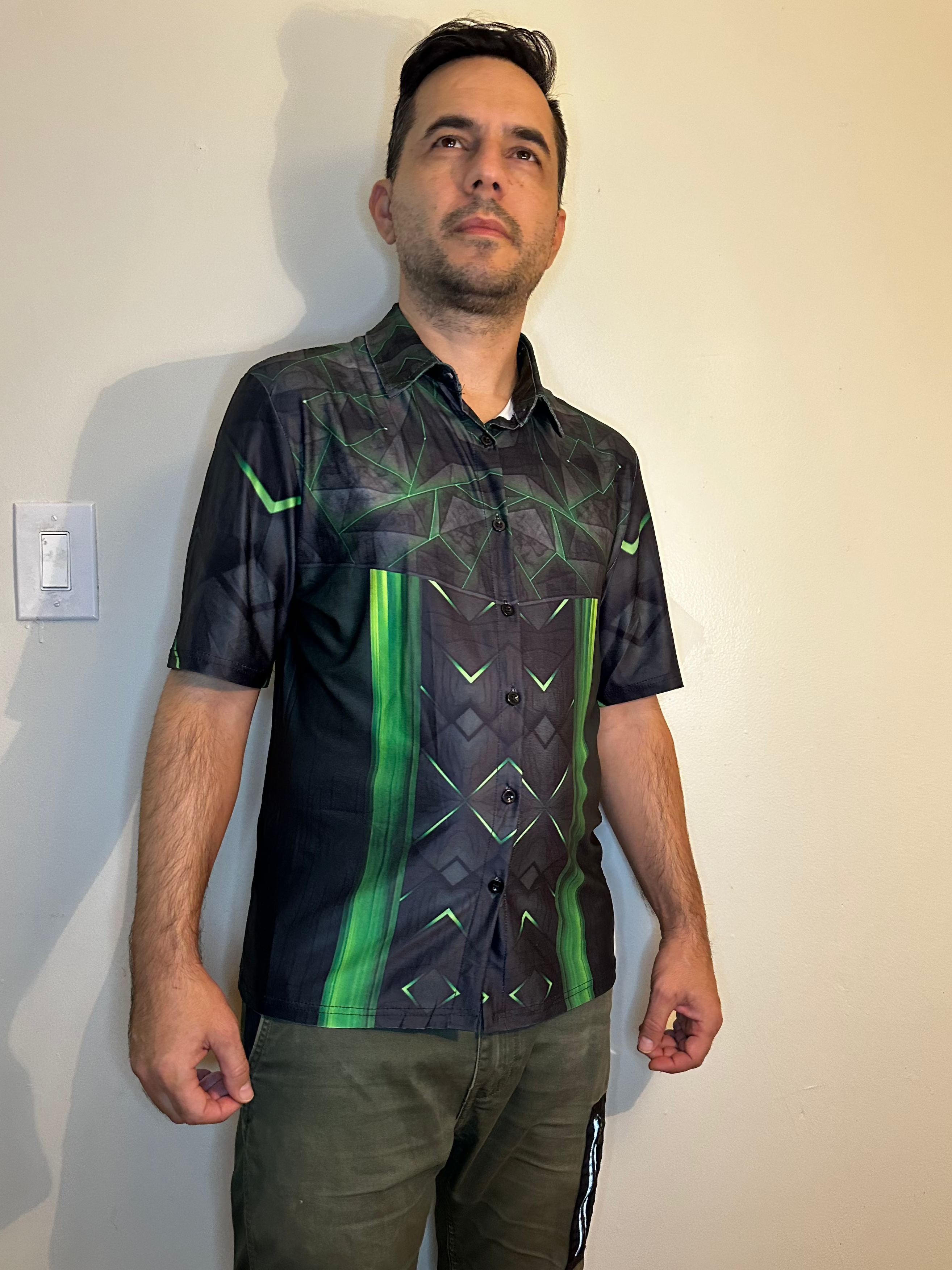 Green triangle,Casual shirt,Short sleeve for men