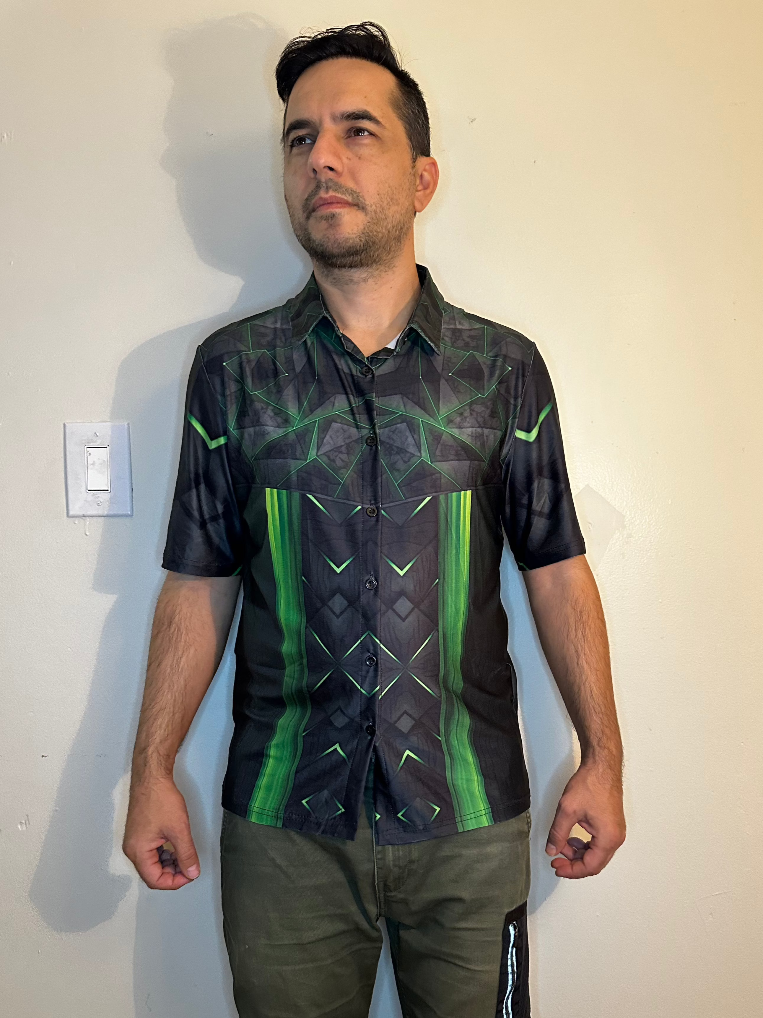 Green triangle,Casual shirt,Short sleeve for men