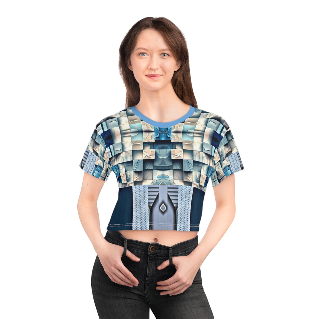 Blue stone,Artistic Crop Tee, Trendy Fashion Top, Unique Summer Shirt, Stylish Graphic Tee, Perfect Gift for Her