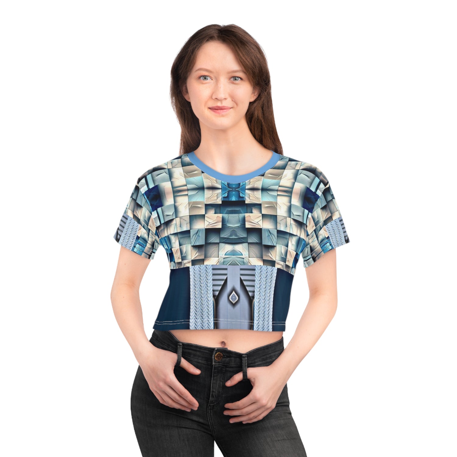 Blue stone,Artistic Crop Tee, Trendy Fashion Top, Unique Summer Shirt, Stylish Graphic Tee, Perfect Gift for Her