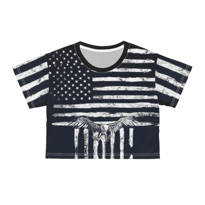 Crop Tee - USA Flag Bold Eagle Patriotic Shirt