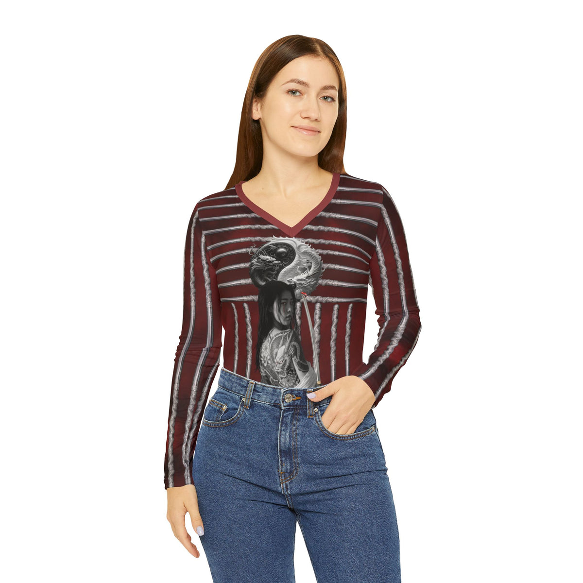 Karma Dragon.V‑Neck Long Sleeve