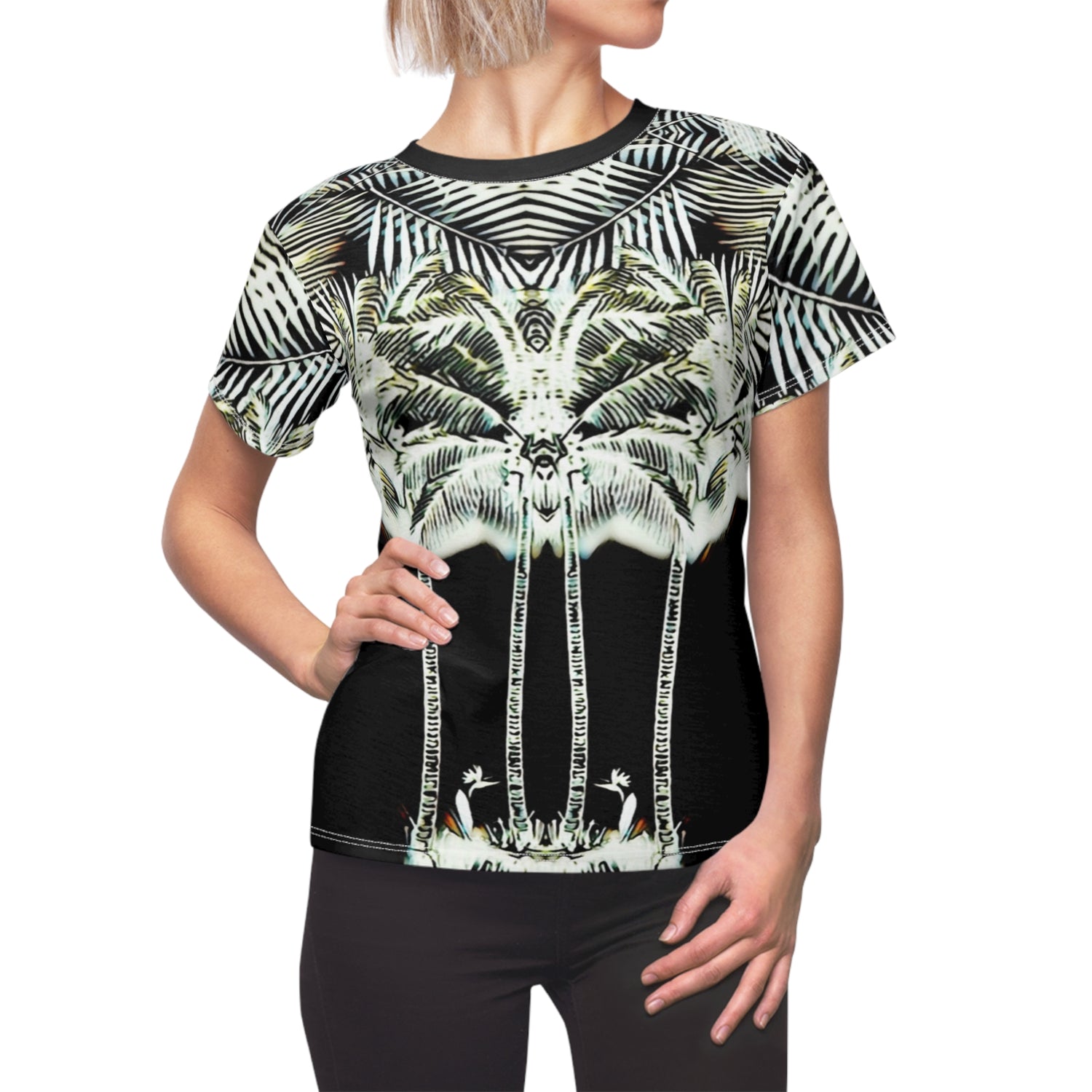 Rifka,Tropical Palm Print Tee, Women&