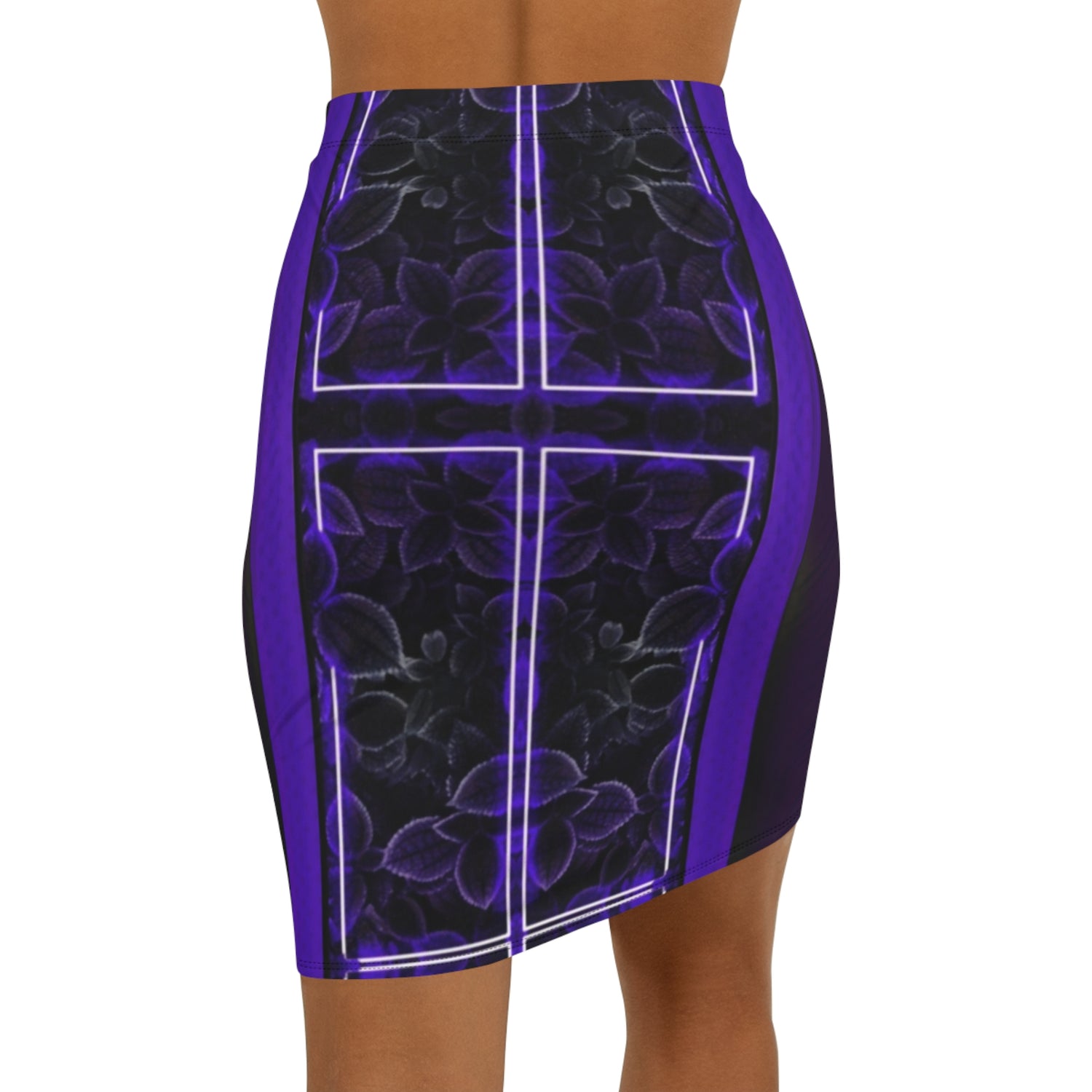 Purple leaf, Elegant Floral Mid-Waist Pencil Skirt - Modern Chic Design