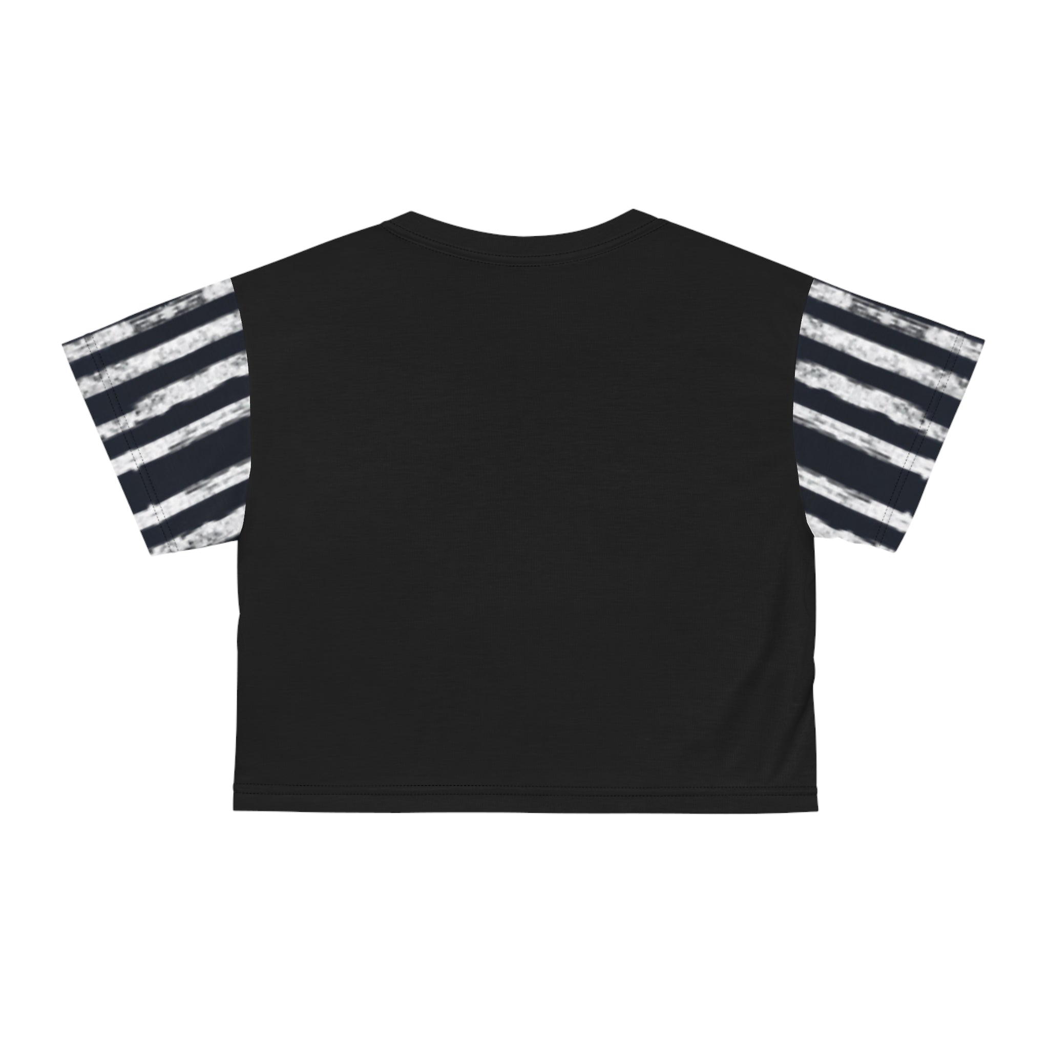 Crop Tee - White Scratch Lines Graphic Design T-Shirt