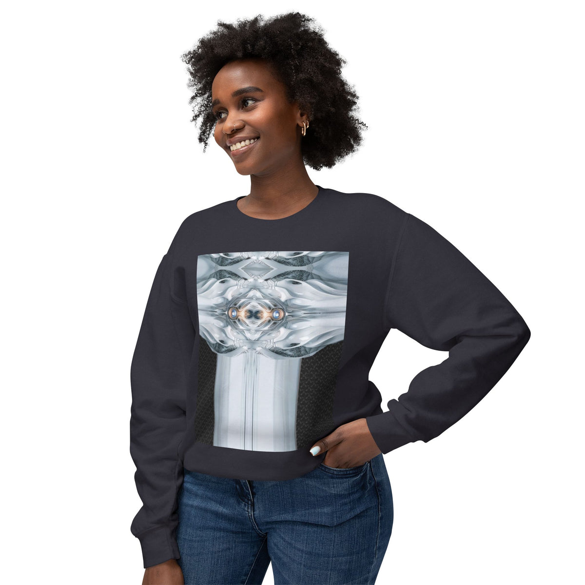 Moon.Unisex Lightweight Crewneck Sweatshirt
