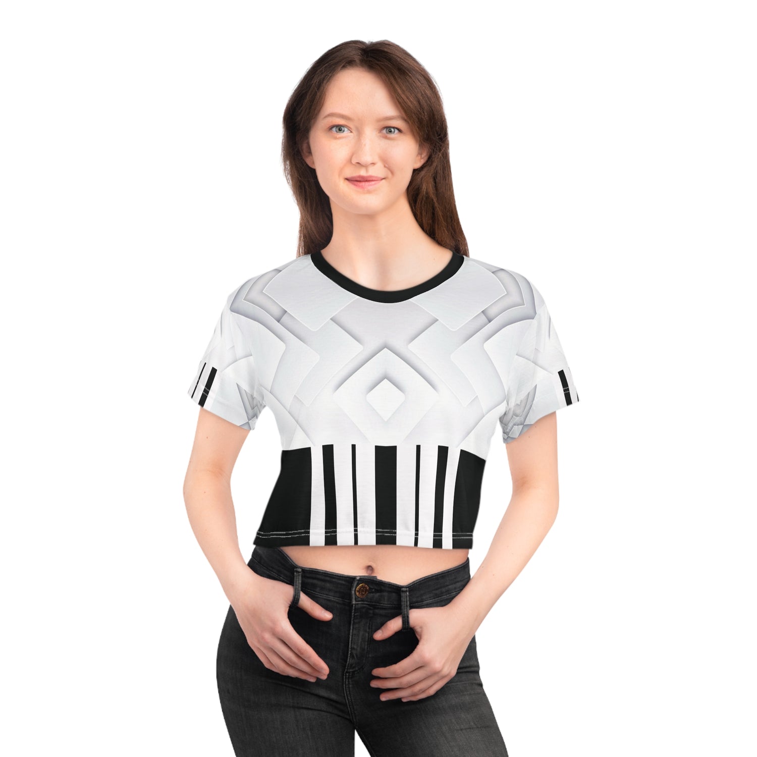 White cube,Stylish Crop Tee, Edgy Fashion Tee, Modern Crop Top, Streetwear Tee, Trendy Summer Shirt, Perfect for Festivals and Hangouts