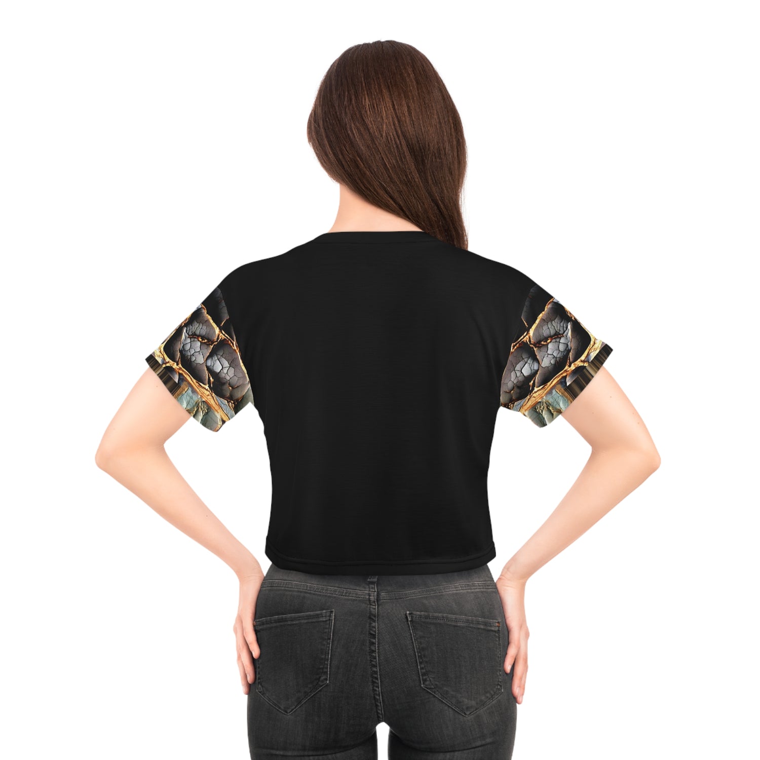 broken stone,Stylish Crop Tee - Artful 3D Abstract, Trendy Summer Apparel, Festival Wear, Casual Chic Top, Unique Gift Idea