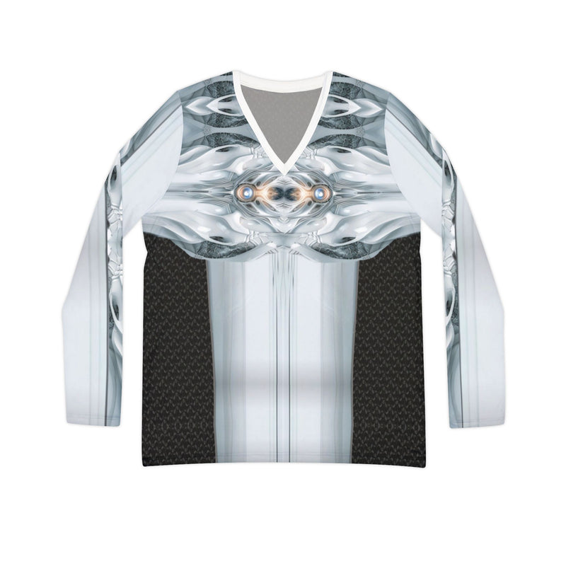 Moon.Women's Long Sleeve V-neck Shirt (AOP)