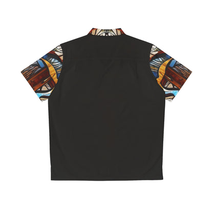 Art deco with wood design ,Hawaiian Shirt Men&