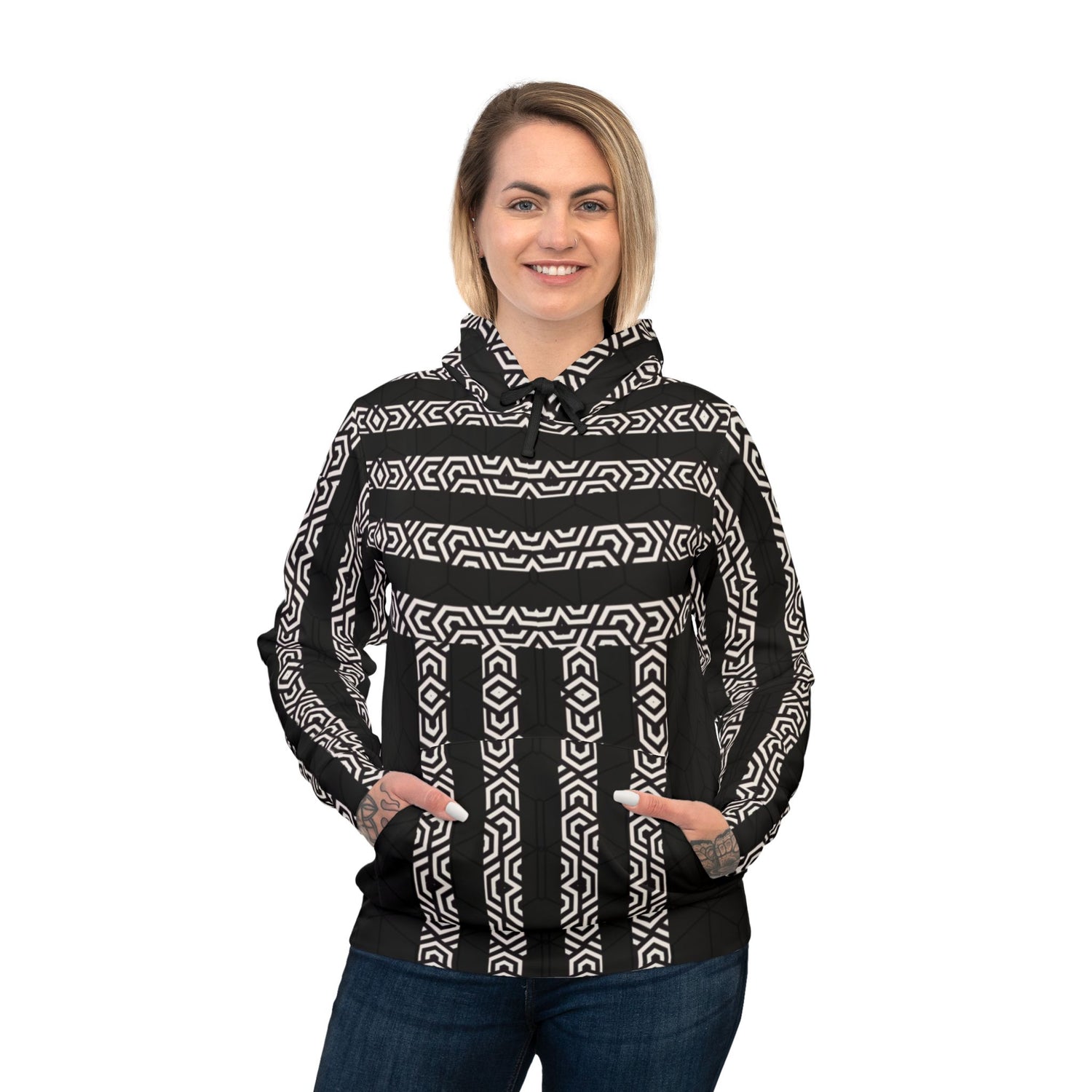 Athletic Hoodie - White Cube Design