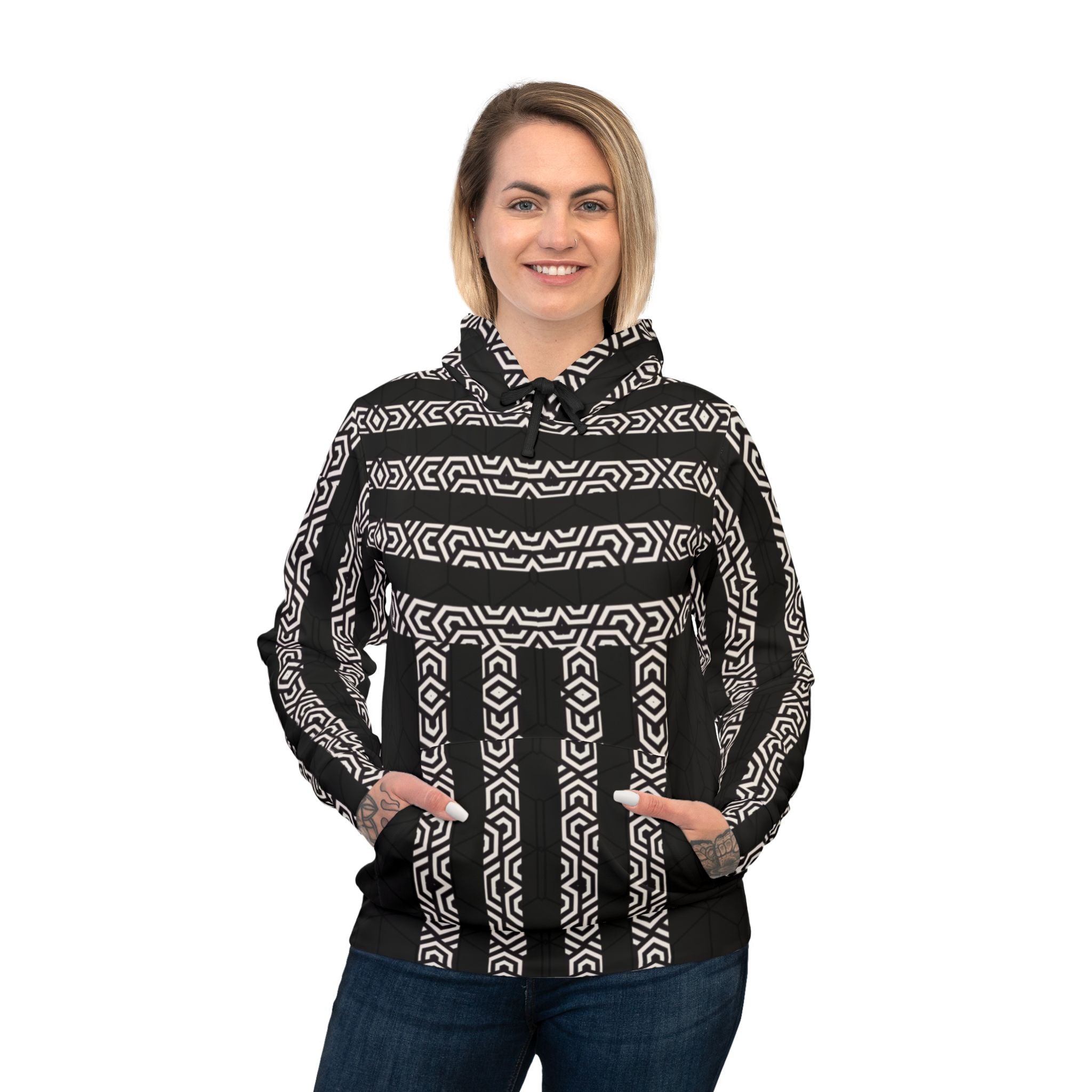 Athletic Hoodie - White Cube Design