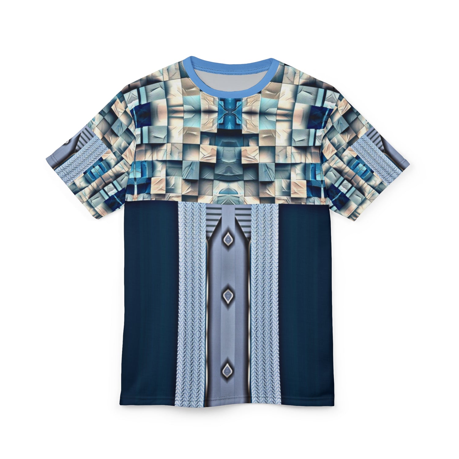 Blue stone,Abstract Geometric Unisex Tee, Unique Graphic Shirt, Trendy Casual Wear, Cool Art Fashion, Statement Piece for Every Occasion