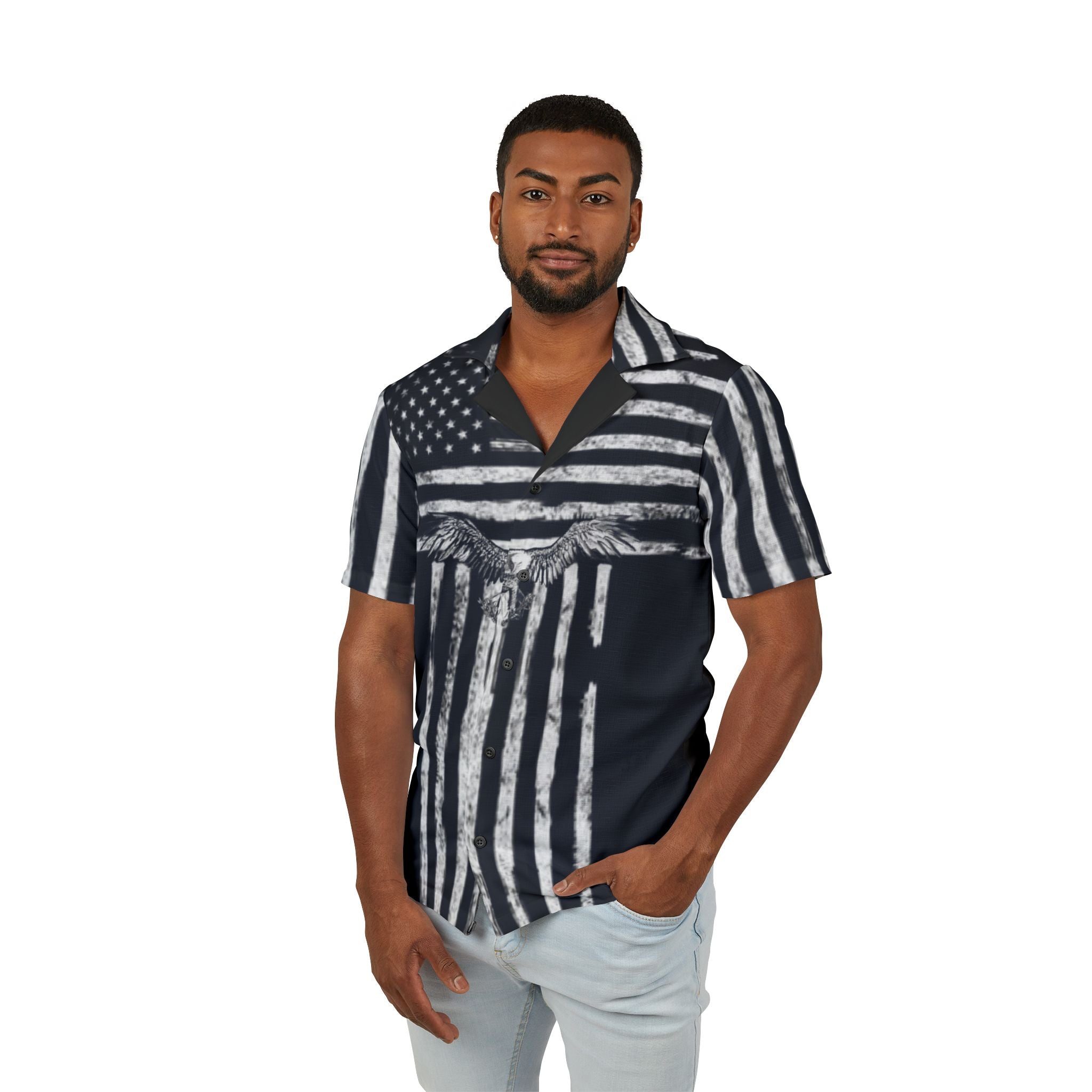 Camp Shirt USA Flag Men&
