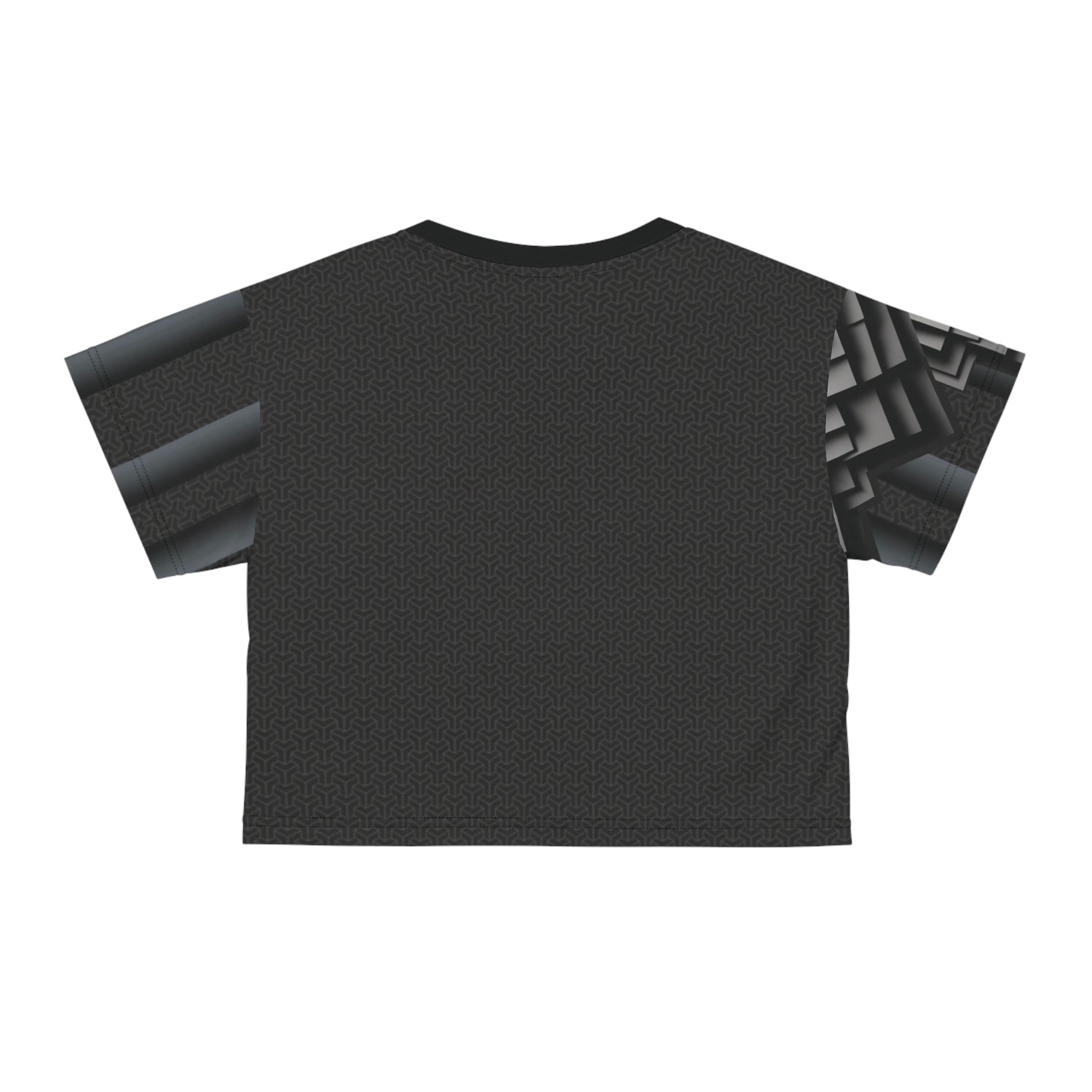 Gray cube 3D,Modern Crop Tee