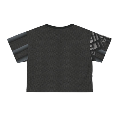 Gray cube 3D,Modern Crop Tee