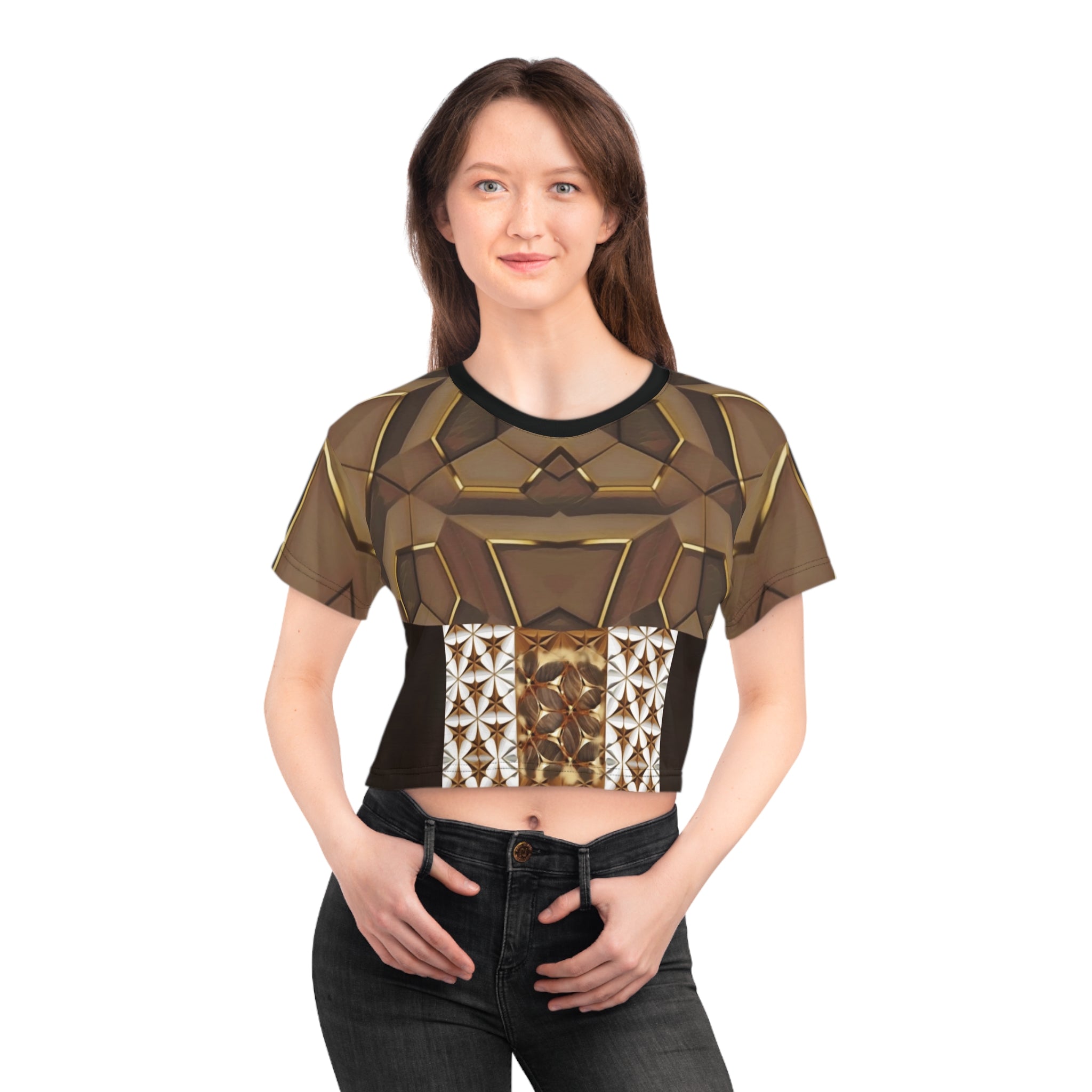 Golden Cube,Crop Tee (AOP)