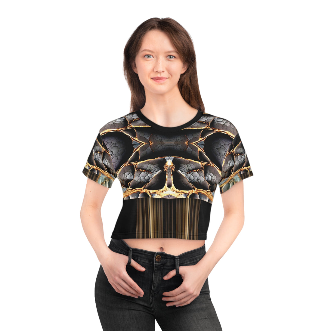 broken stone,Stylish Crop Tee - Artful 3D Abstract, Trendy Summer Apparel, Festival Wear, Casual Chic Top, Unique Gift Idea