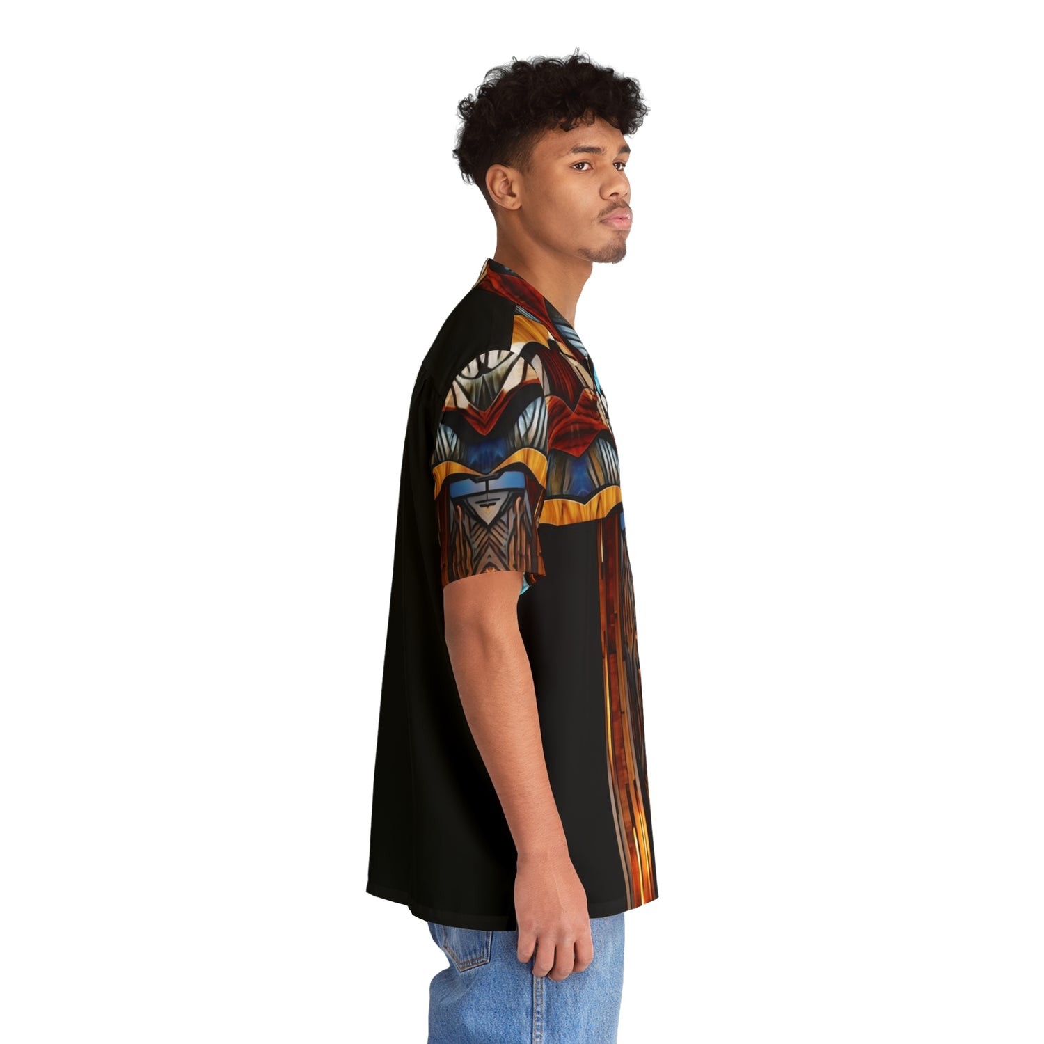 Art deco with wood design ,Hawaiian Shirt Men&