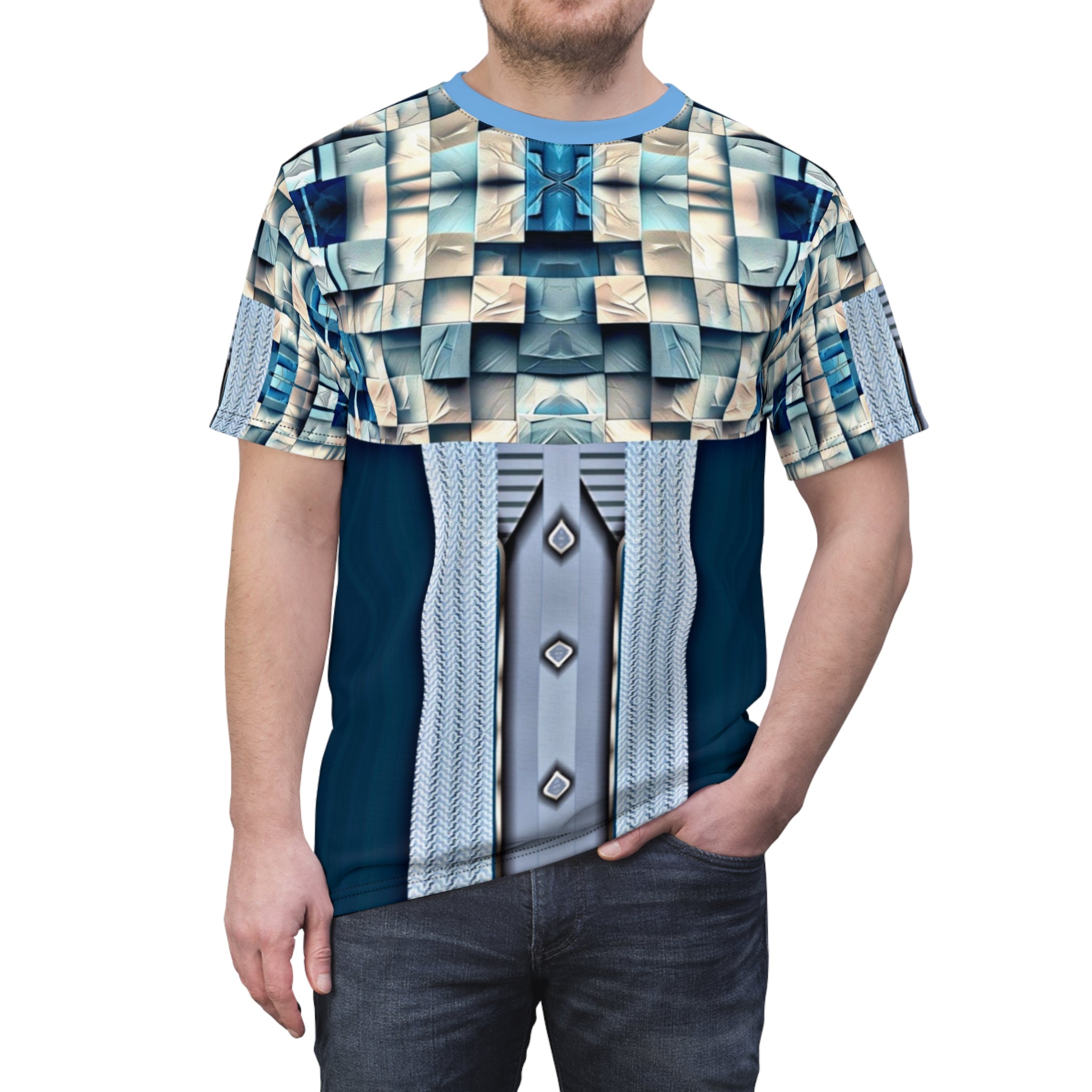 Blue stone,Abstract Geometric Unisex Tee, Unique Graphic Shirt, Trendy Casual Wear, Cool Art Fashion, Statement Piece for Every Occasion
