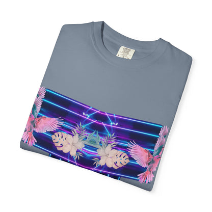 pink robin Hawaii flowers,Unisex Garment-Dyed T-shirt