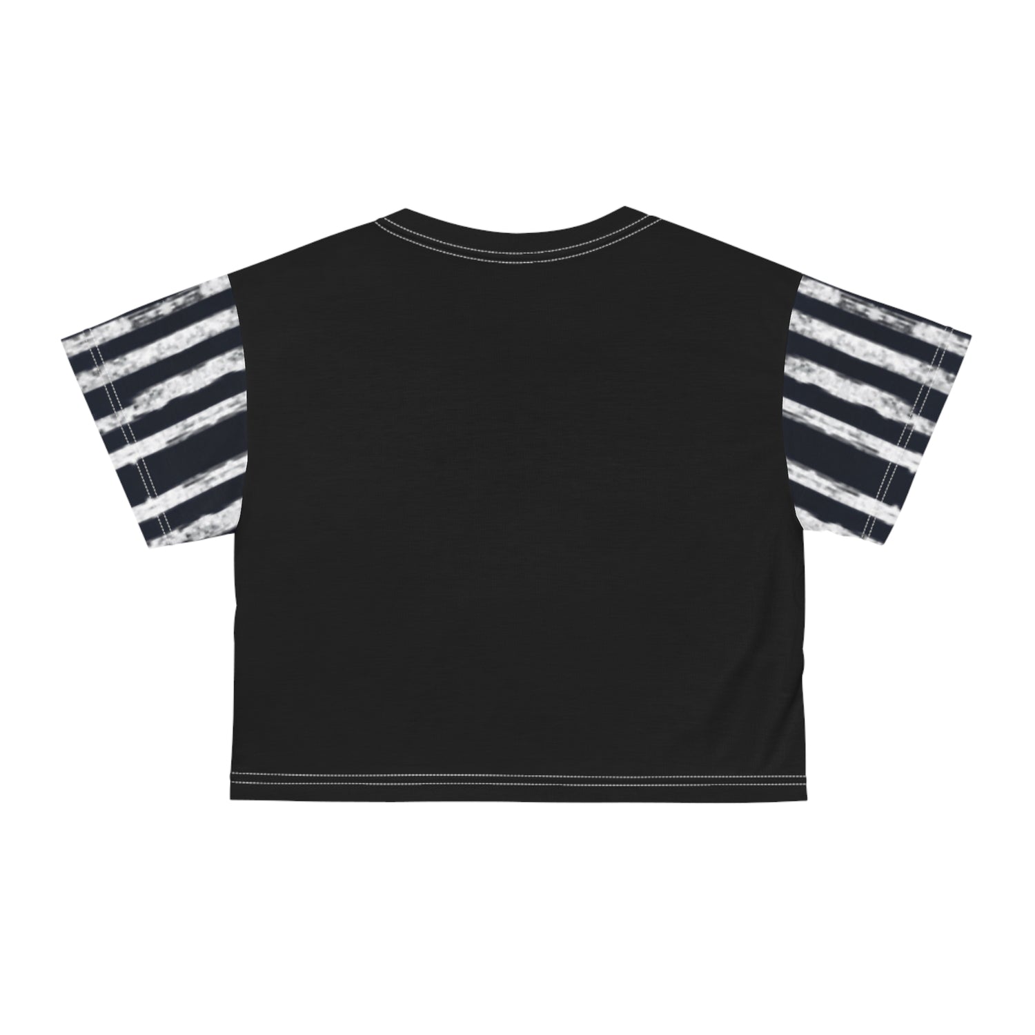Crop Tee - White Scratch Lines Graphic Design T-Shirt