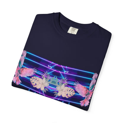 pink robin Hawaii flowers,Unisex Garment-Dyed T-shirt