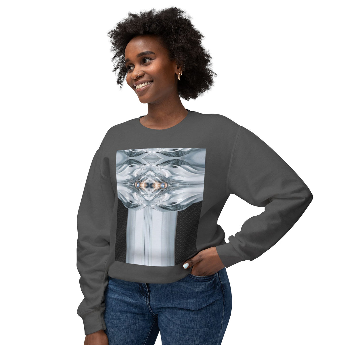 Moon.Unisex Lightweight Crewneck Sweatshirt
