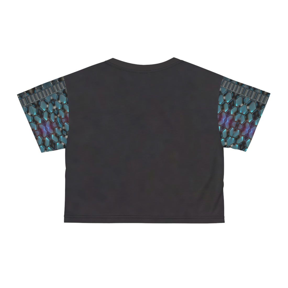 Teal Hexagon,Crop Tee (AOP) .