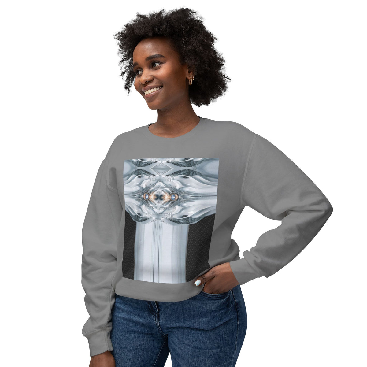 Moon.Unisex Lightweight Crewneck Sweatshirt