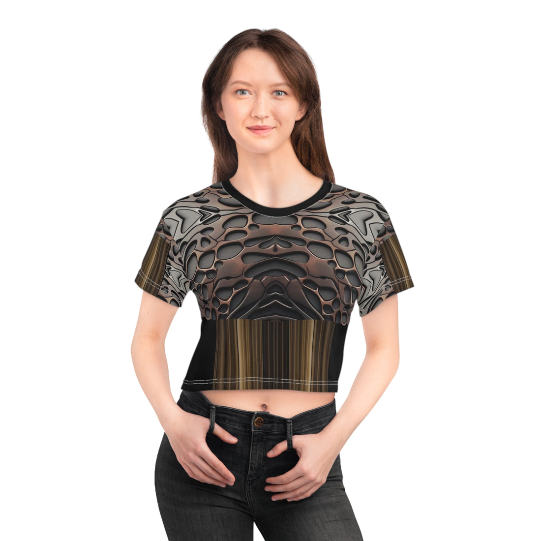 French polish,Chic Abstract Crop Tee, Artful Casual Top, Trendy Summer Tee, Unique Statement Shirt, Monochrome Modern Style, Gift for Fashion Lovers