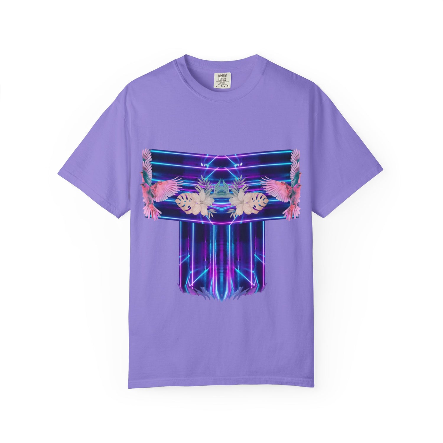 pink robin Hawaii flowers,Unisex Garment-Dyed T-shirt