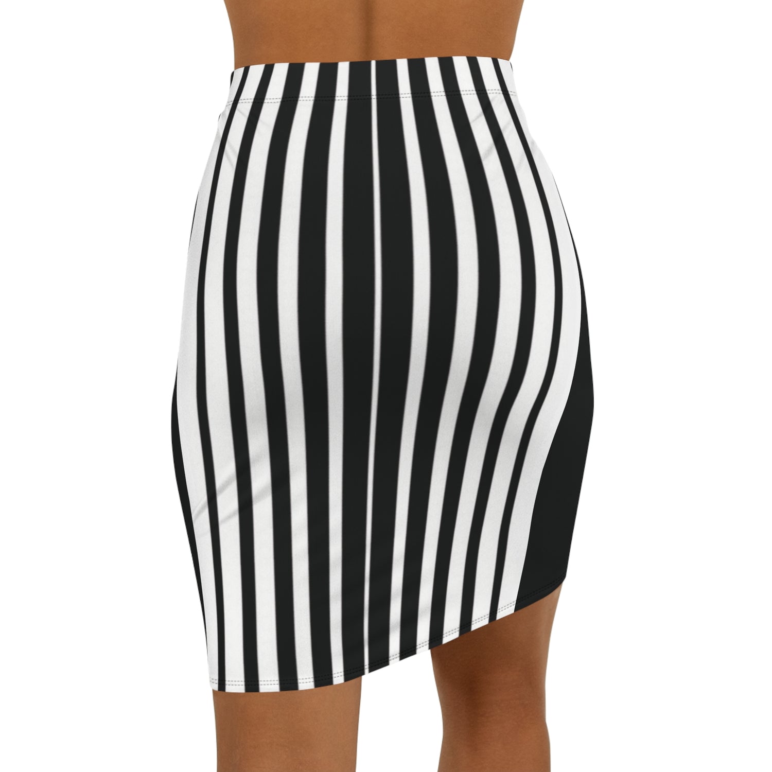 3D White Lines Midi Pencil Skirt - Versatile Fashion for Every Occasion