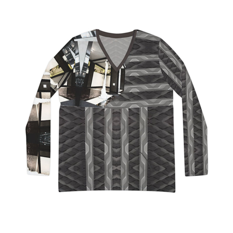 Sculpture.Women's Long Sleeve V-neck Shirt (AOP)