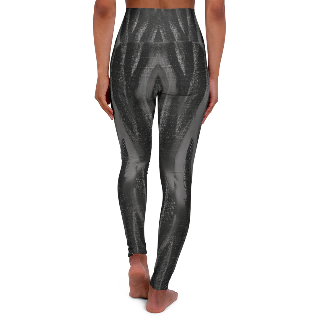 Black tie dye jeans pattern,High Waisted Yoga Leggings (AOP)